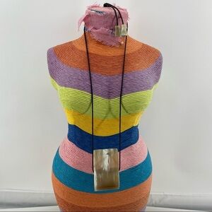 Rectangular‎ Huge Shell Statement Necklace 29in